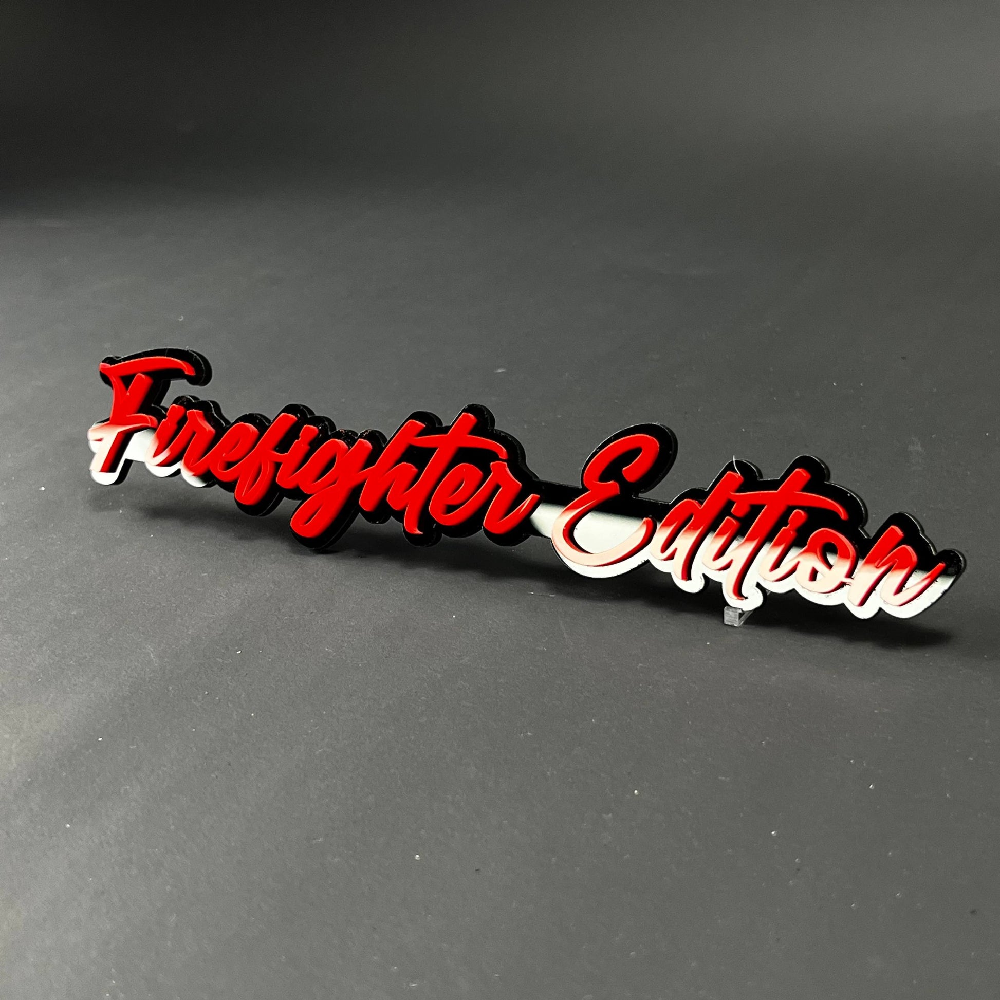 1PC Firefighter Edition 3D Acrylic Badge - Car Truck Emblem Fender Sticker