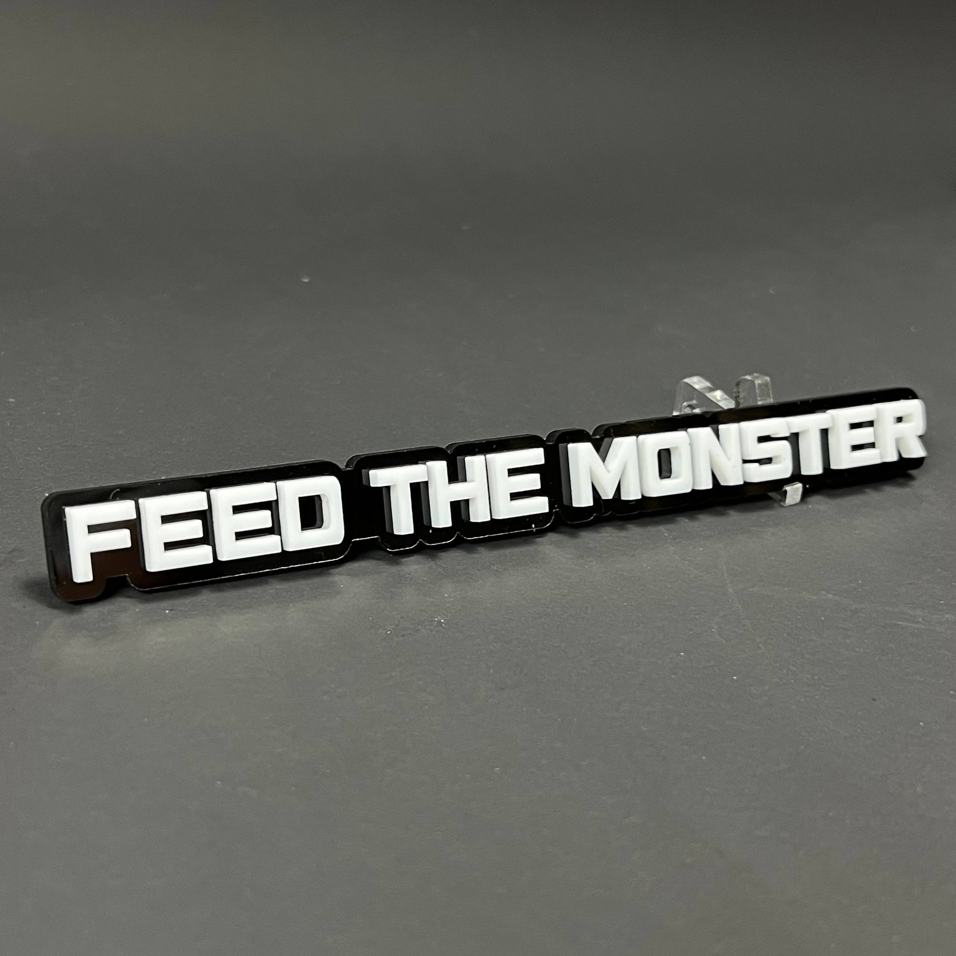 1PC FEED THE MONSTER 3D Acrylic Badge - Car Truck Emblem Fender Sticker