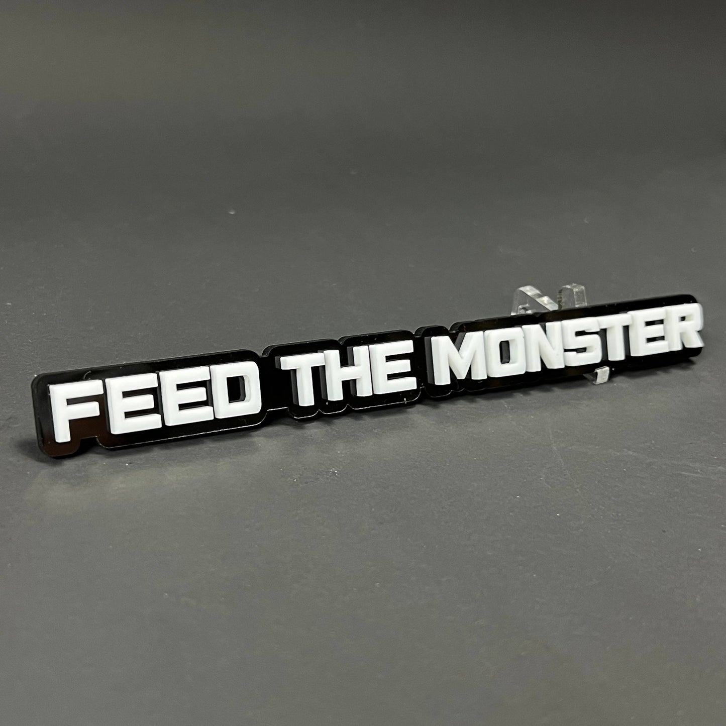1PC FEED THE MONSTER 3D Acrylic Badge - Car Truck Emblem Fender Sticker