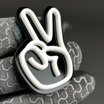 1PC Peace Hand 3D Acrylic Badge - Car Truck Emblem Fender Tailgate Trunk Sticker