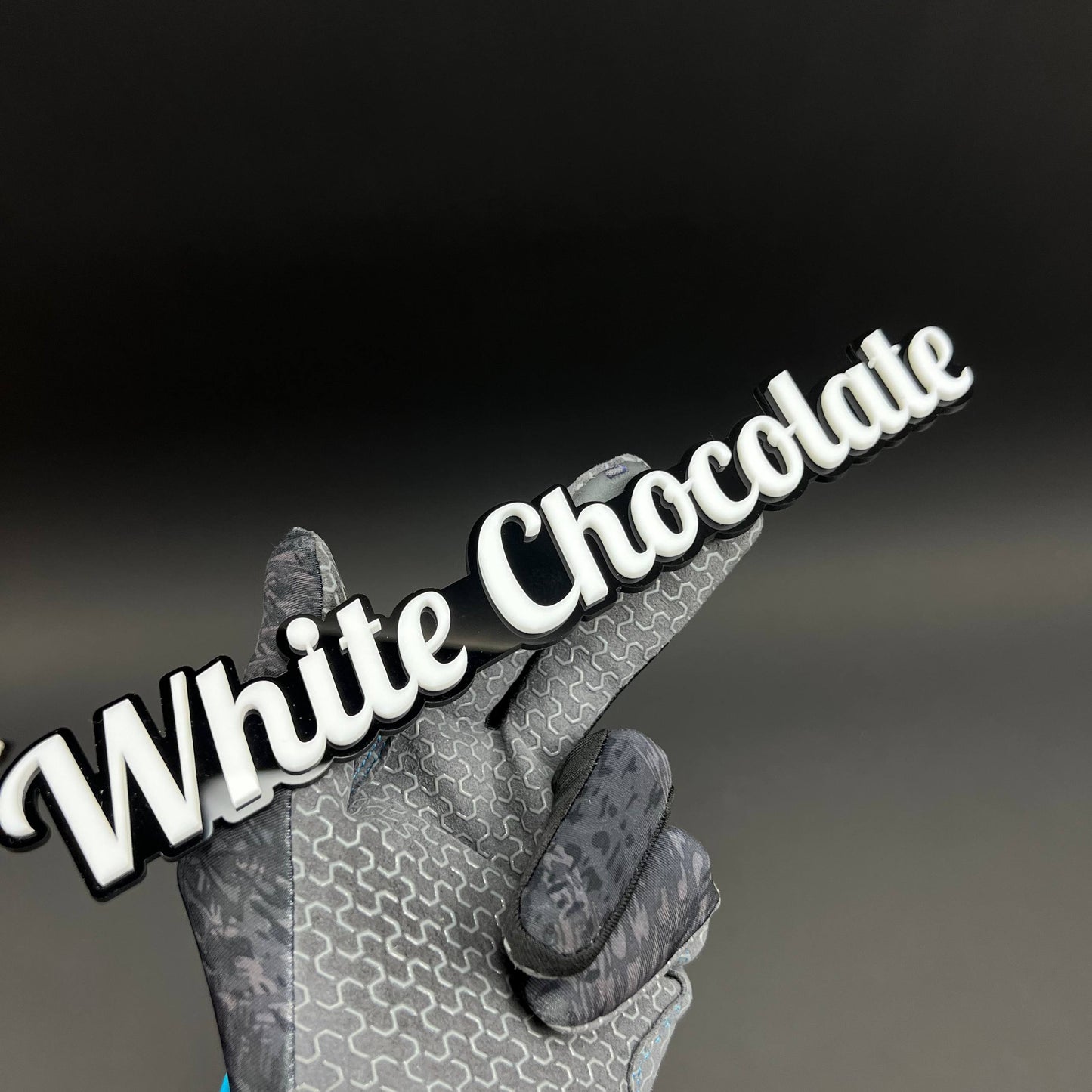 1PC White Chocolate 3D Acrylic Badge - Car Truck Emblem Fender Sticker