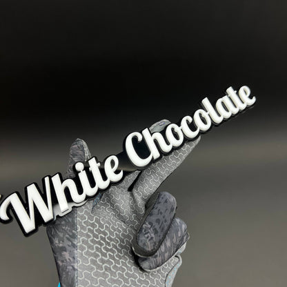 1PC White Chocolate 3D Acrylic Badge - Car Truck Emblem Fender Sticker