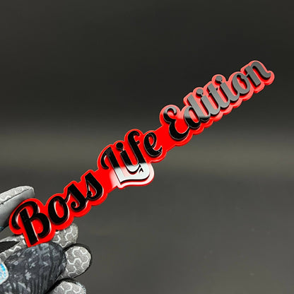 1PC Boss Life Edition 3D Acrylic Badge - Car Truck Emblem Fender Sticker