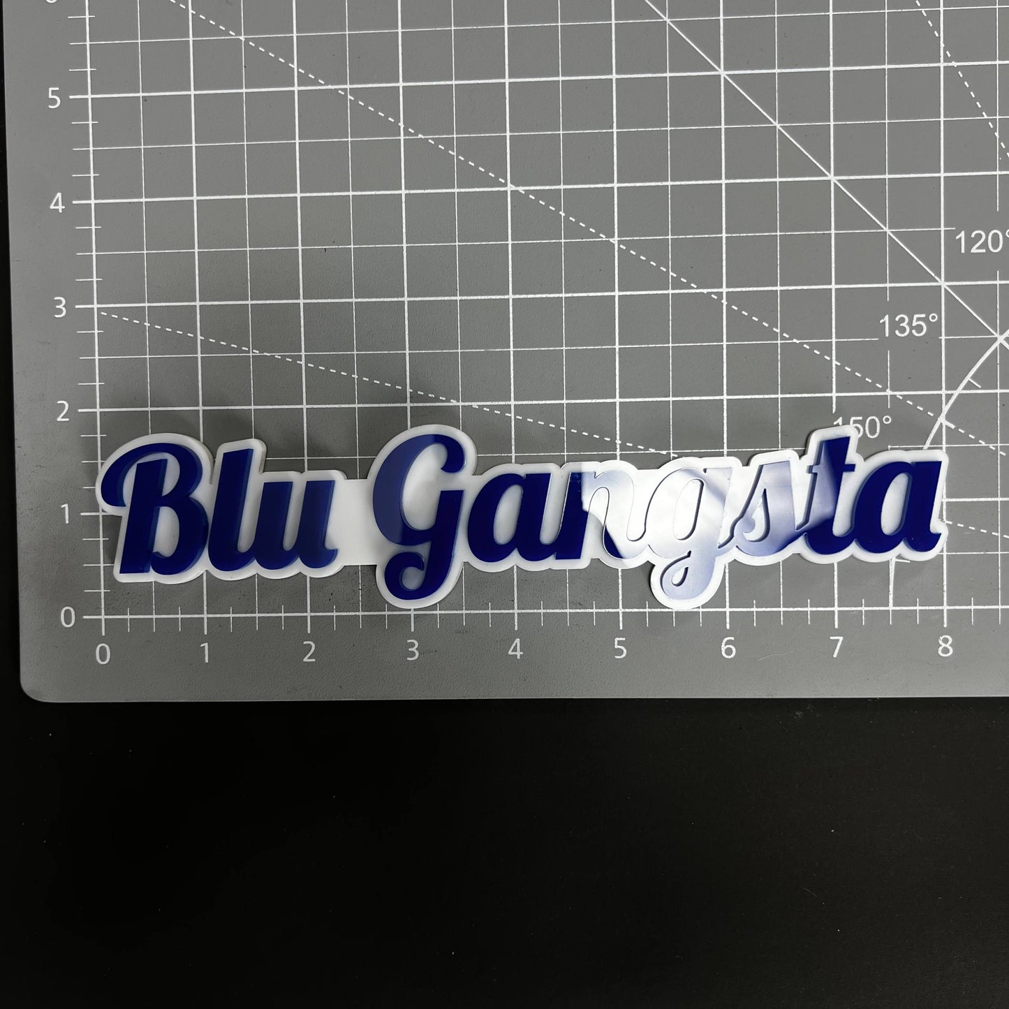1PC Blu Gangsta 3D Acrylic Badge - Car Truck Emblem Fender Sticker
