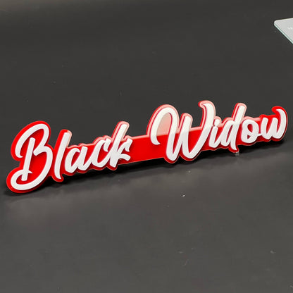 1PC BLACK WIDOW 3D Acrylic Badge - Car Truck Emblem Fender Sticker