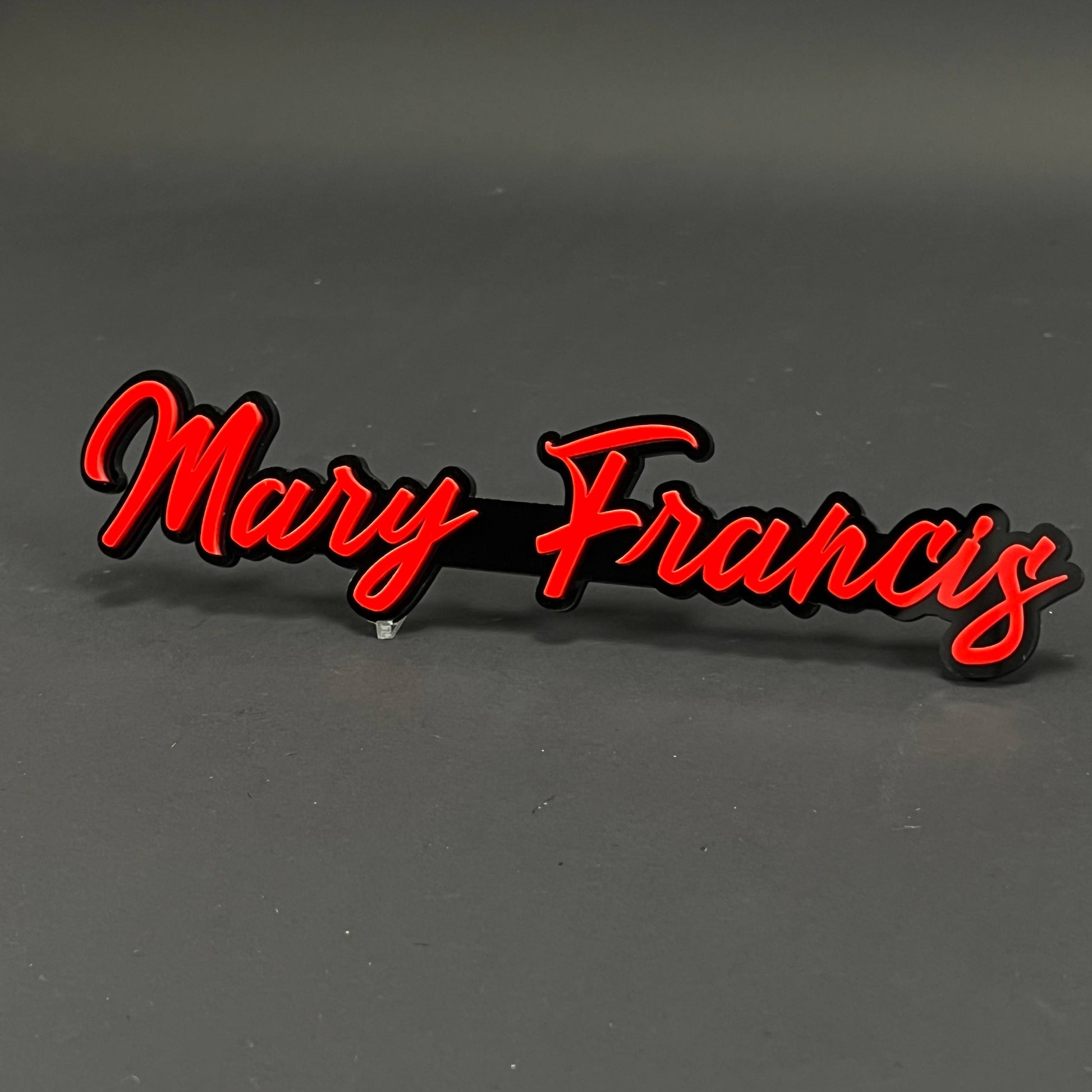 1PC Mary Francis 3D Acrylic Badge - Car Truck Emblem Fender Sticker