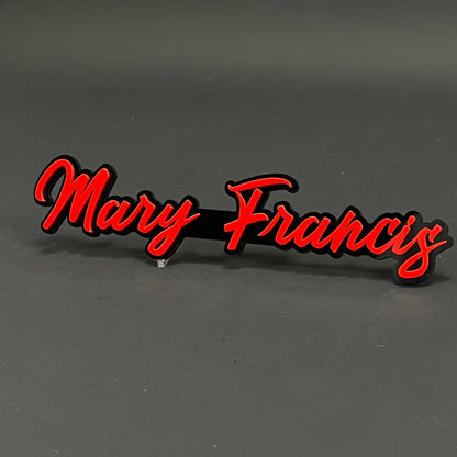 1PC Mary Francis 3D Acrylic Badge - Car Truck Emblem Fender Sticker