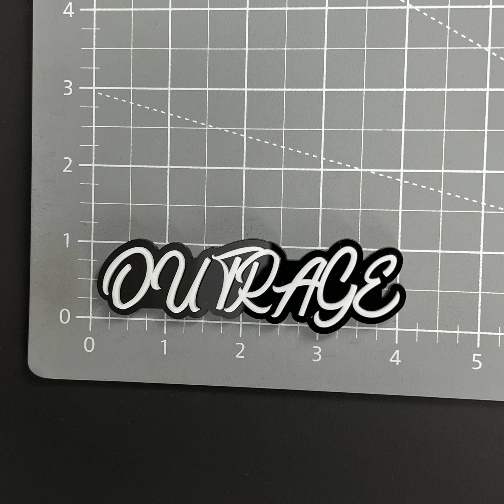 1PC OUTRAGE 3D Acrylic Badge - Car Truck Emblem Fender Tailgate Trunk Sticker