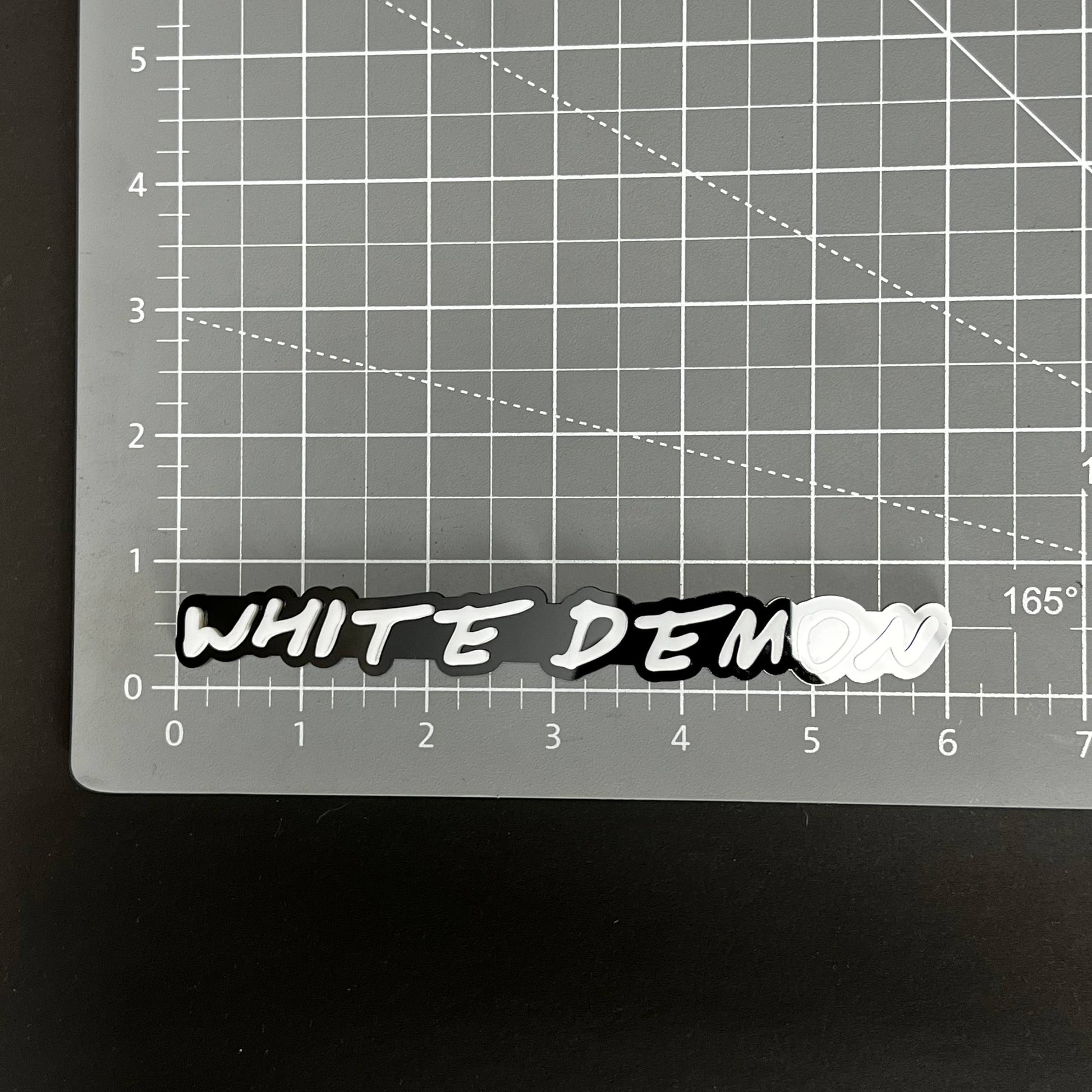 1PC WHITE DEMON 3D Acrylic Badge - Car Truck Emblem Fender Sticker