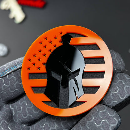 1PC Spartan Flag Emblem 3D Acrylic Badge - Car Truck Emblem Fender Sticker