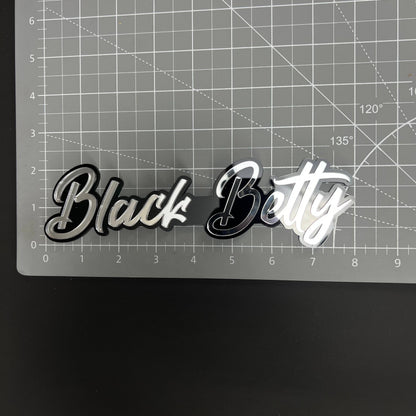 1PC Black Betty 3D Acrylic Badge - Car Truck Emblem Fender Sticker