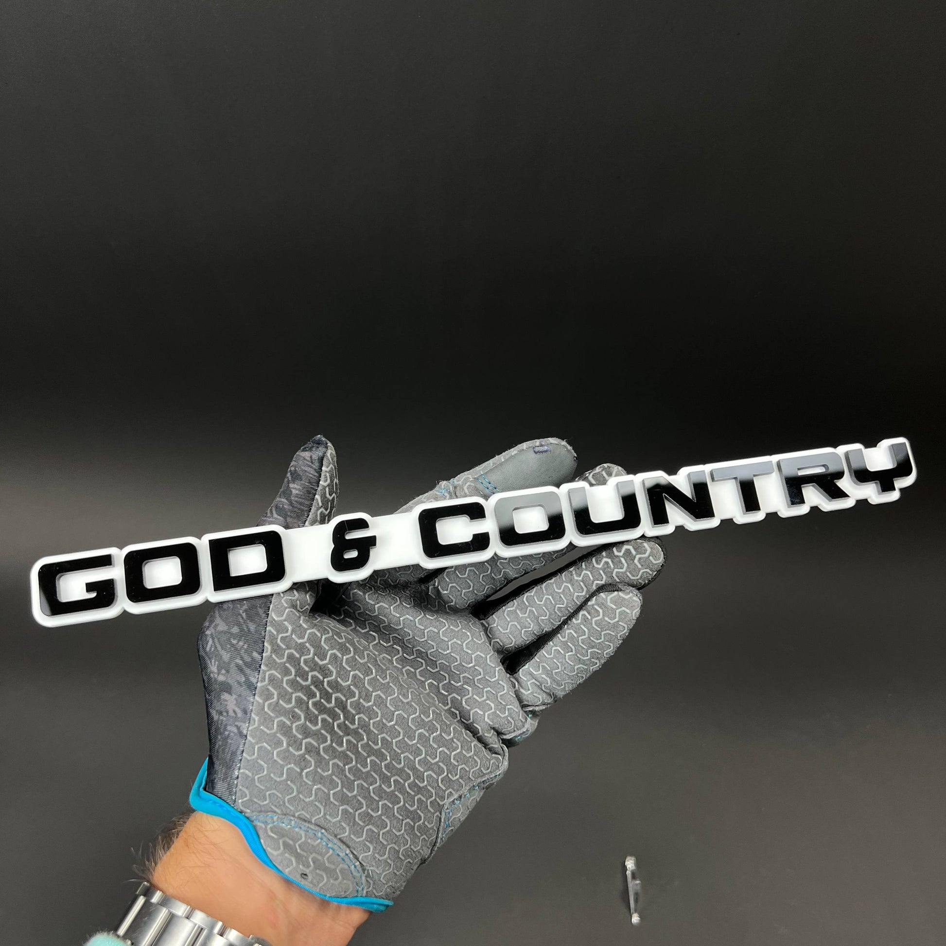 1PC GOD & COUNTRY 3D Acrylic Badge - Car Truck Emblem Fender Sticker