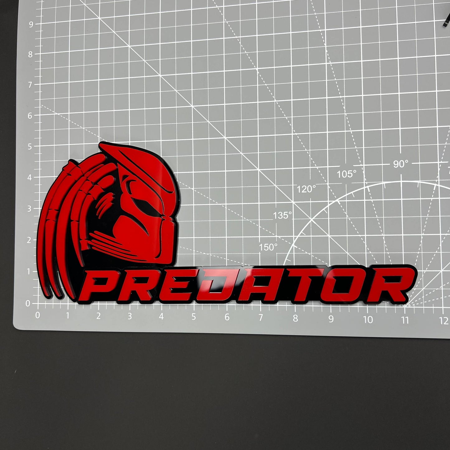 Predator 3D Acrylic Badge (Red Helmet) - Car Truck Emblem Fender Sticker