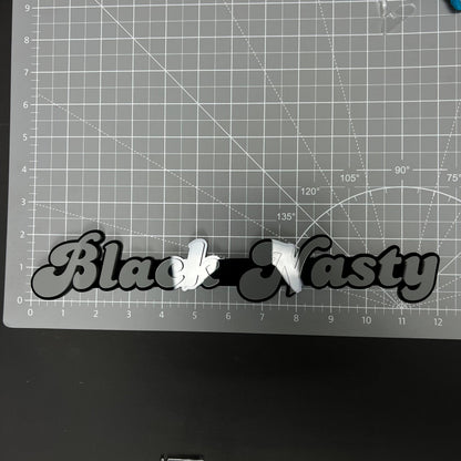 1PC Black Nasty 3D Acrylic Badge - Car Truck Emblem Fender Sticker