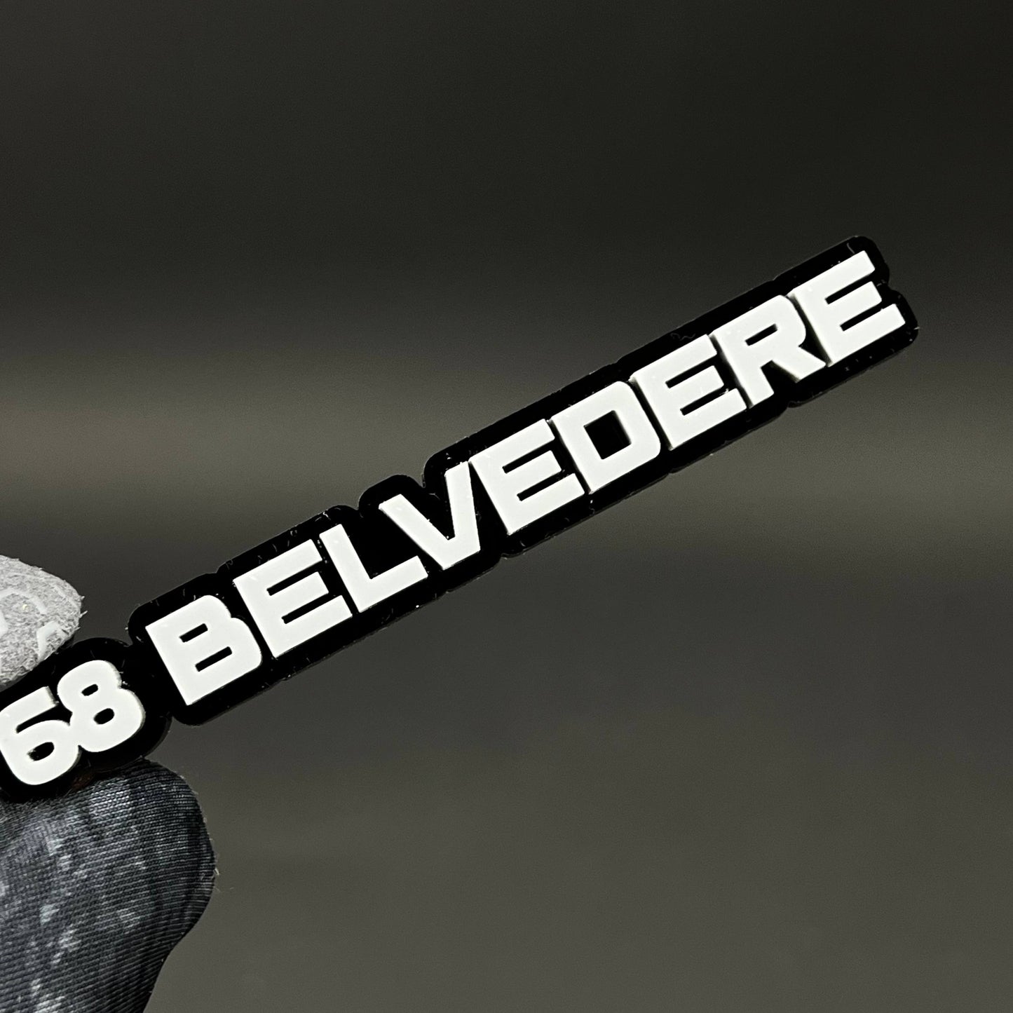 1PC 68 BELVEDERE 3D Acrylic Badge - Car Truck Emblem Fender Sticker
