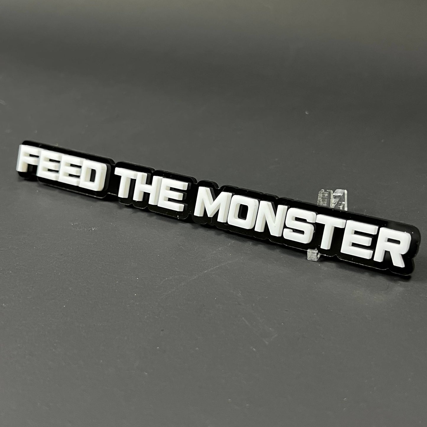 1PC FEED THE MONSTER 3D Acrylic Badge - Car Truck Emblem Fender Sticker
