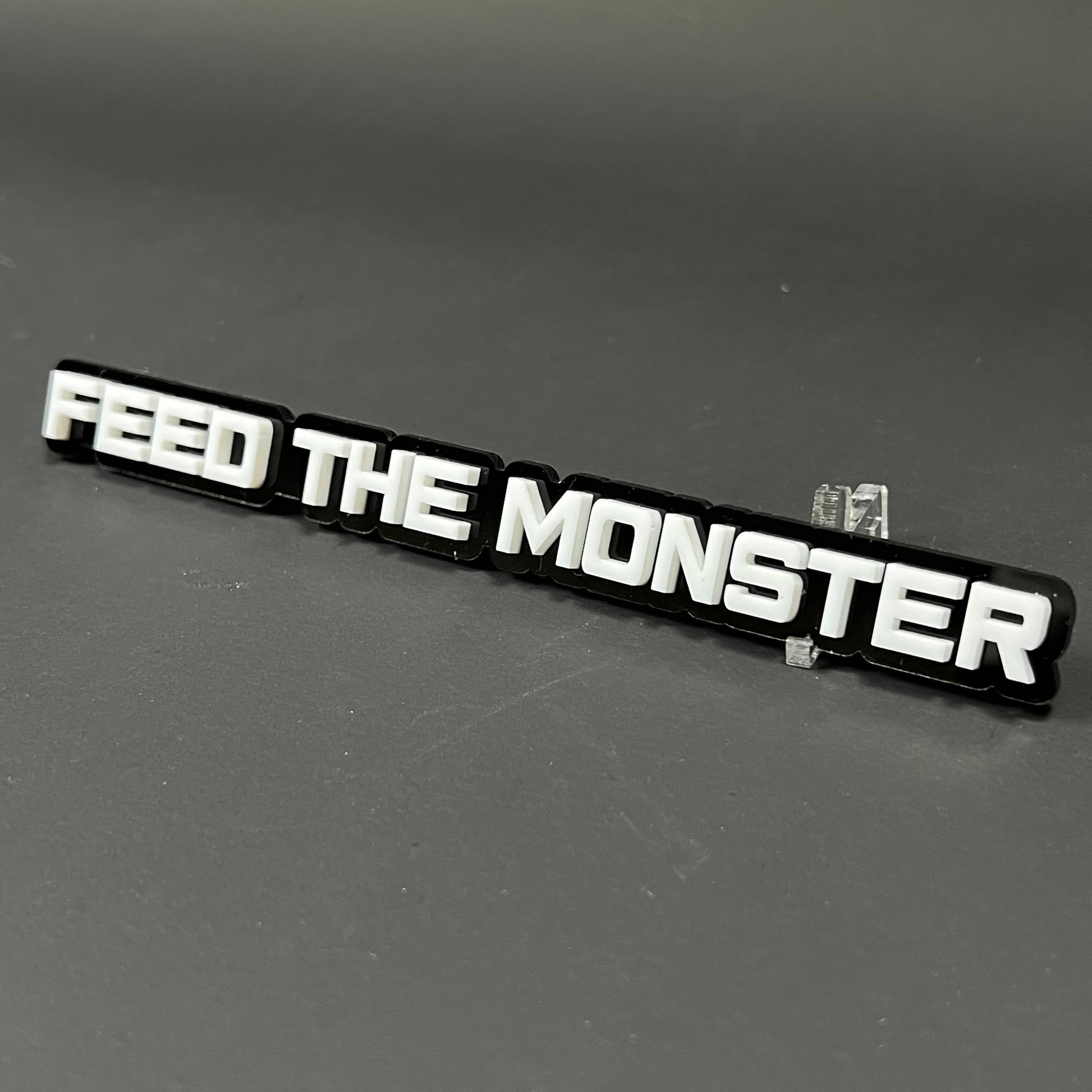 1PC FEED THE MONSTER 3D Acrylic Badge - Car Truck Emblem Fender Sticker