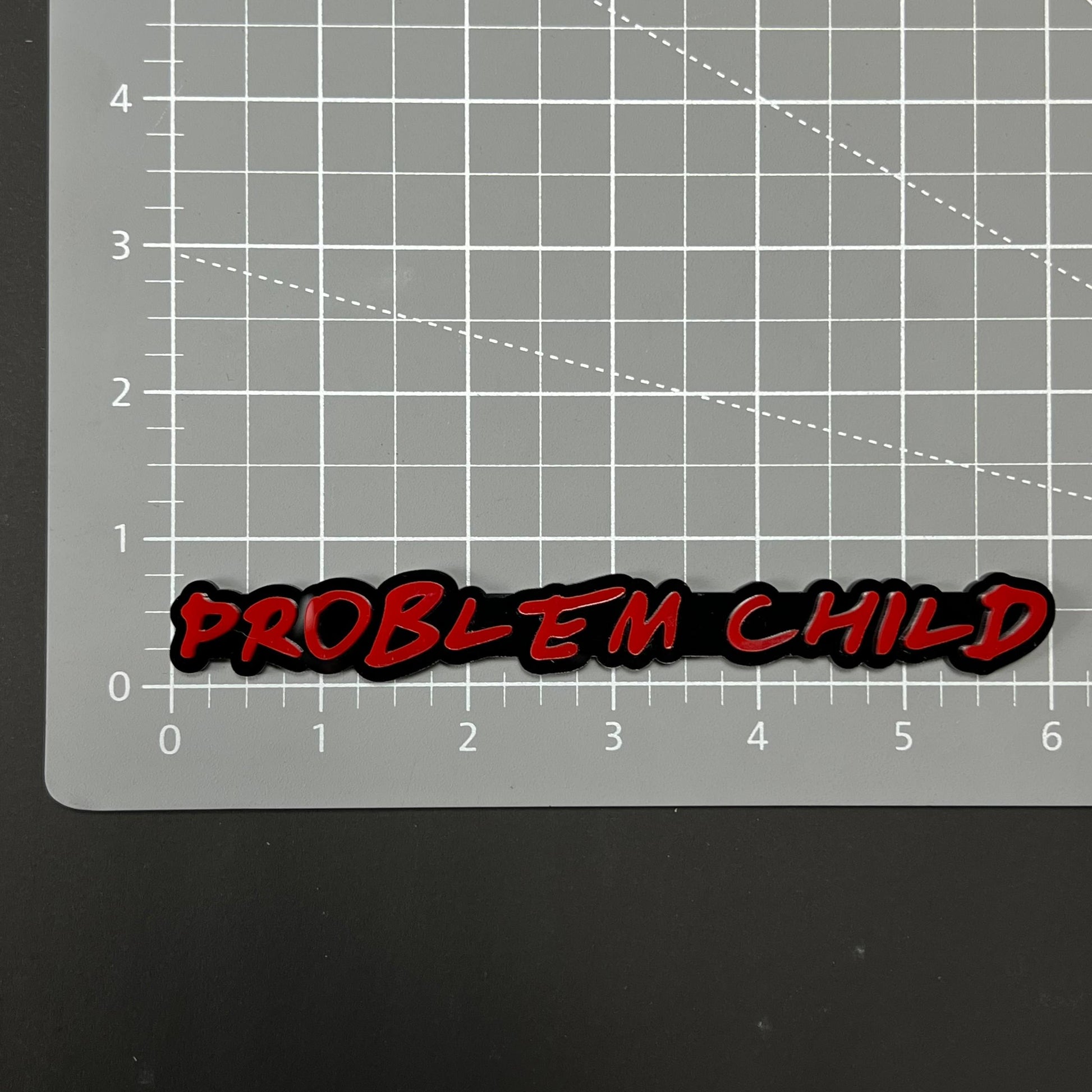 1PC PROBLEM CHILD 3D Acrylic Badge - Car Truck Emblem Fender Sticker