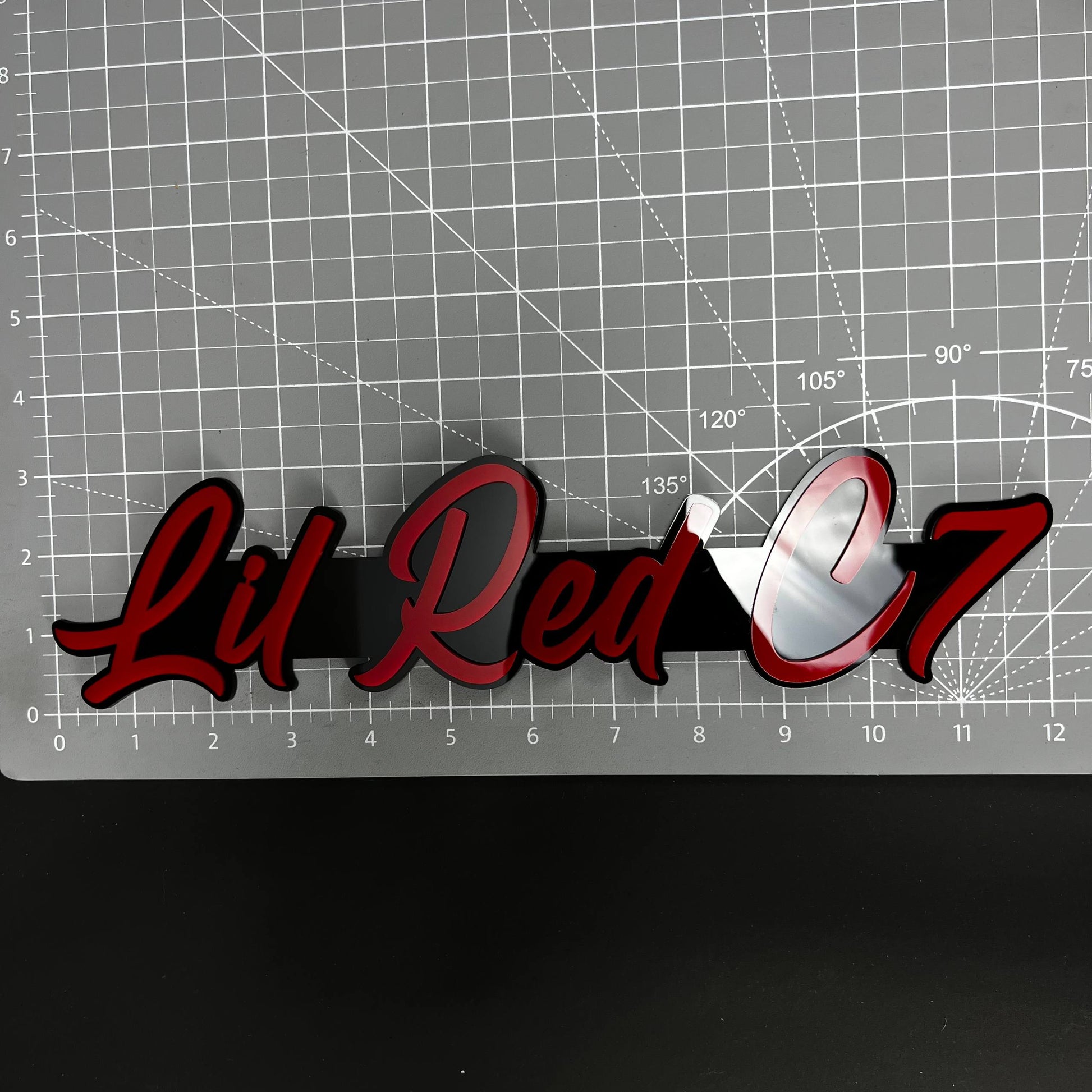 1PC Lil Red C7 3D Acrylic Badge - Car Truck Emblem Fender Tailgate Trunk Sticker