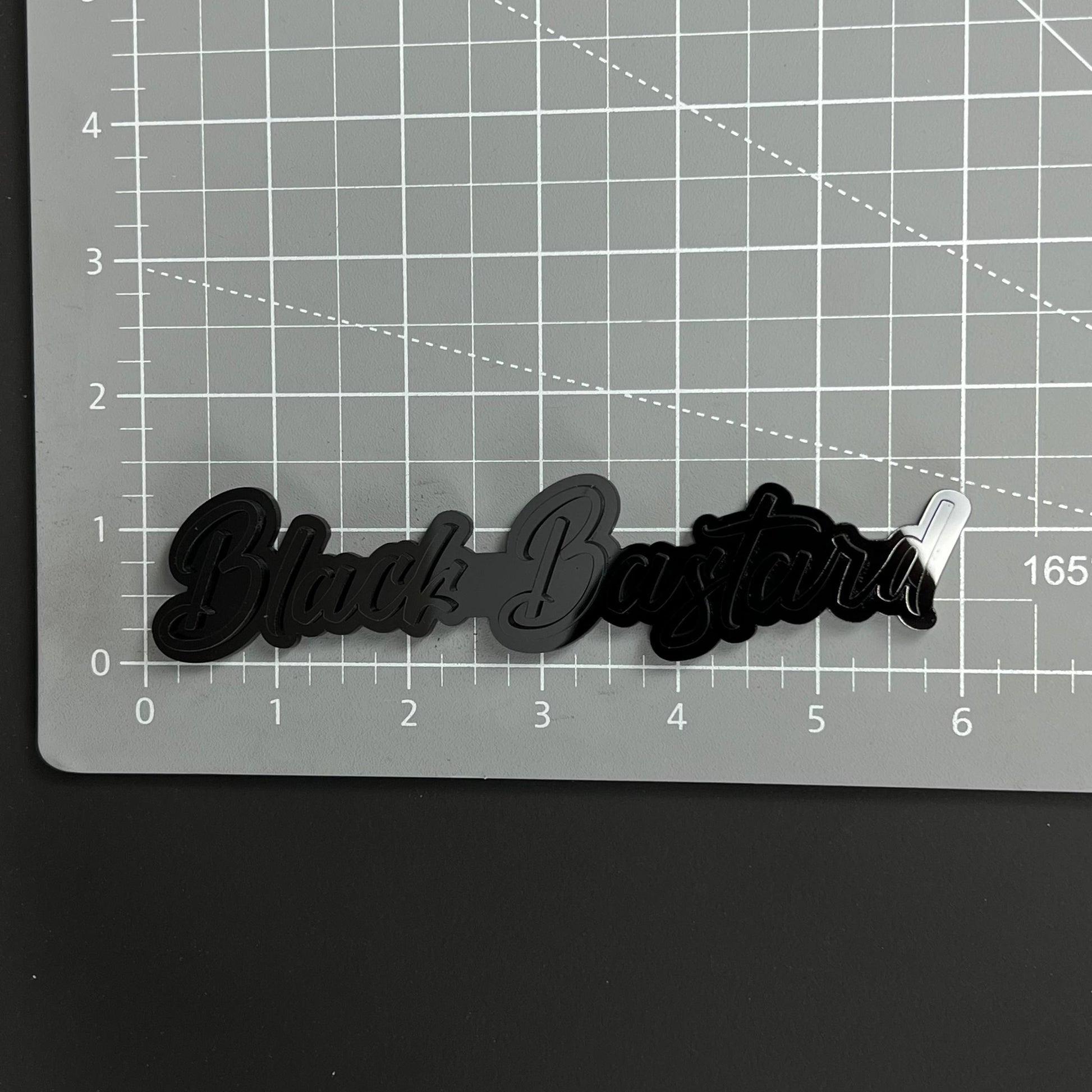 1PC Black Bastard 3D Acrylic Badge - Car Truck Emblem Fender Sticker