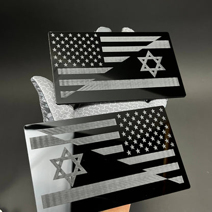 1PC USA Israel Flag 3D Acrylic Badge - Car Truck Emblem Fender Sticker