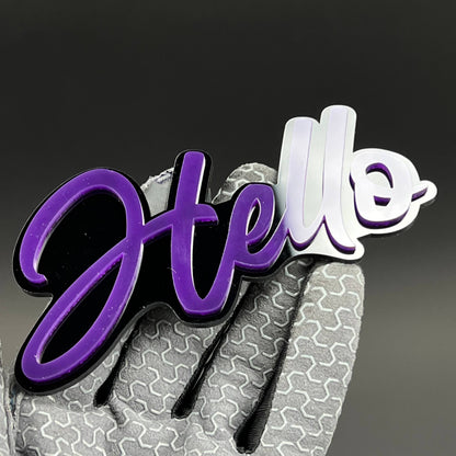 1PC Hello 3D Acrylic Badge - Car Truck Emblem Fender Tailgate Trunk Sticker