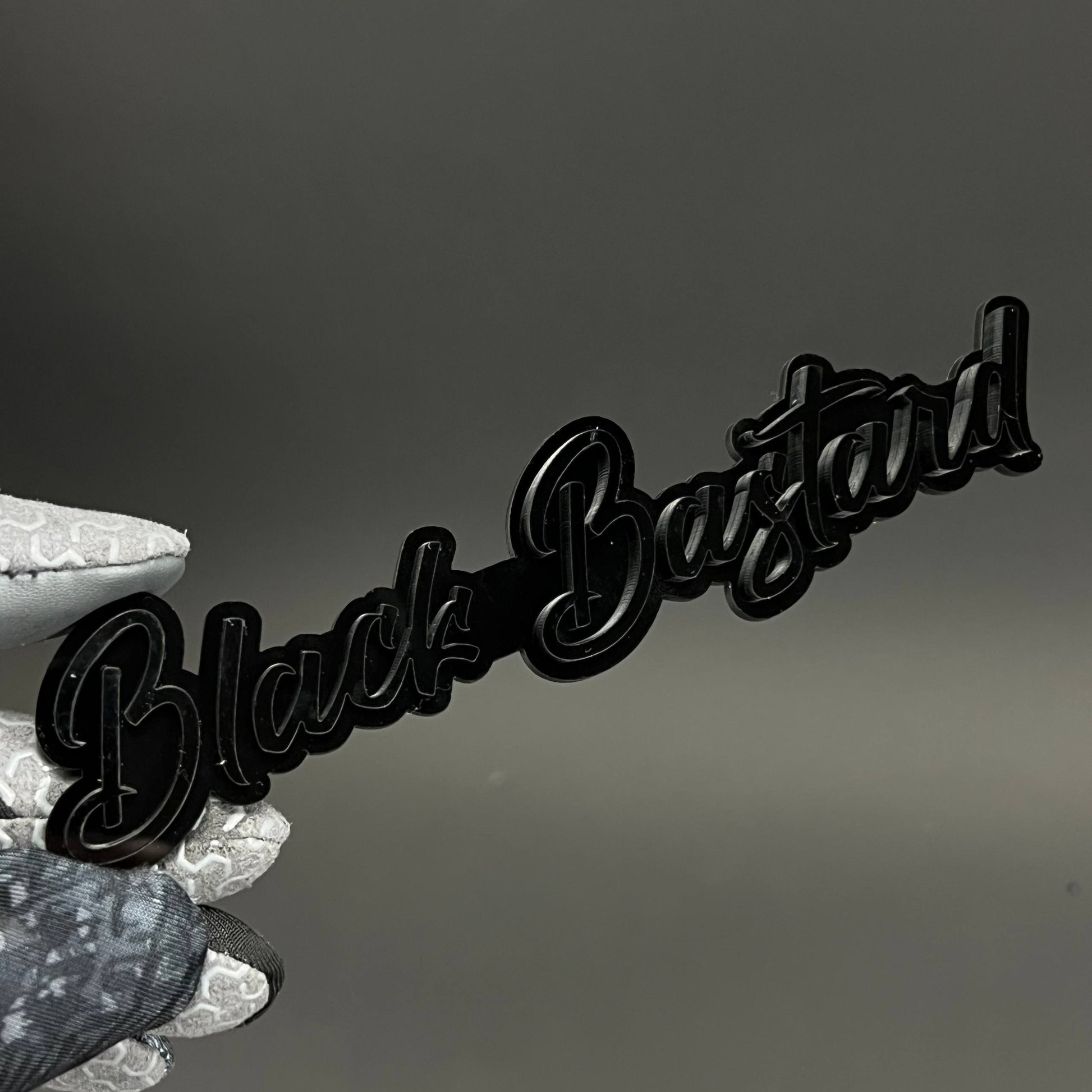 1PC Black Bastard 3D Acrylic Badge - Car Truck Emblem Fender Sticker