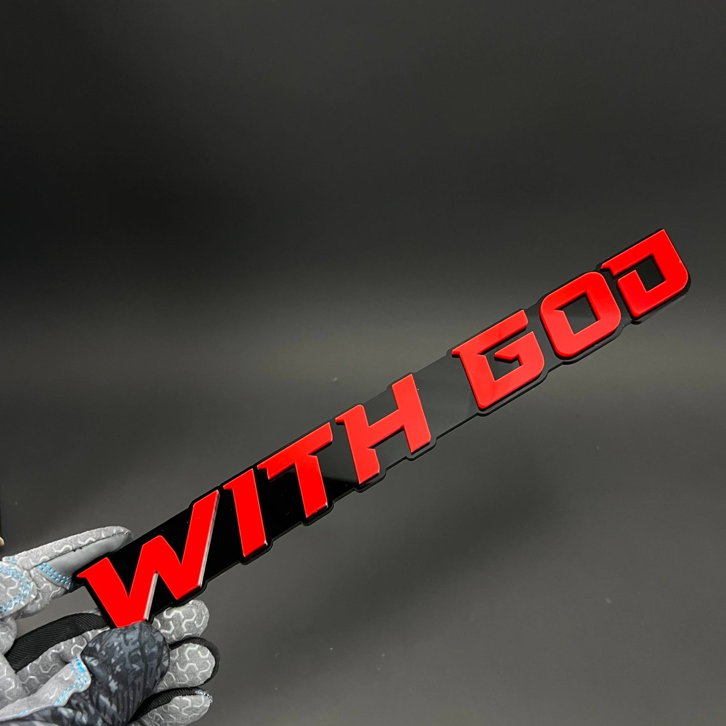 1PC WITH GOD 3D Acrylic Badge - Car Truck Emblem Fender Tailgate Trunk Sticker