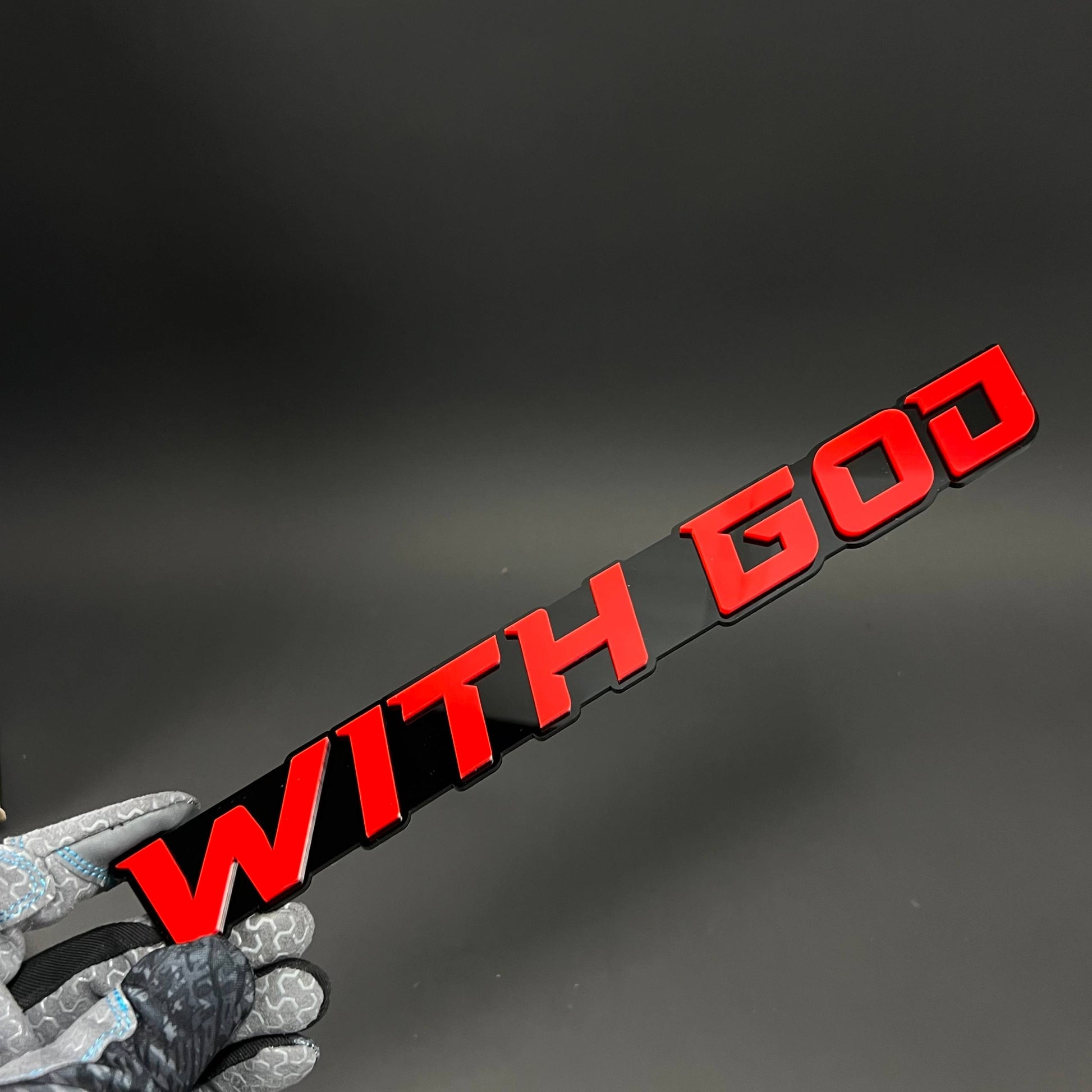1PC WITH GOD 3D Acrylic Badge - Car Truck Emblem Fender Tailgate Trunk Sticker