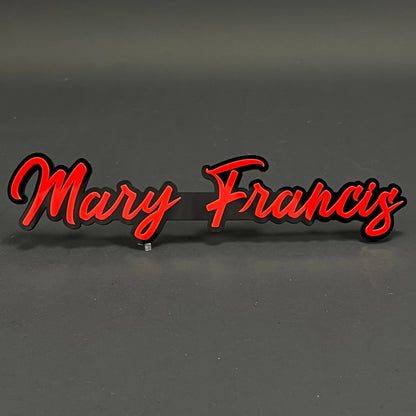 1PC Mary Francis 3D Acrylic Badge - Car Truck Emblem Fender Sticker