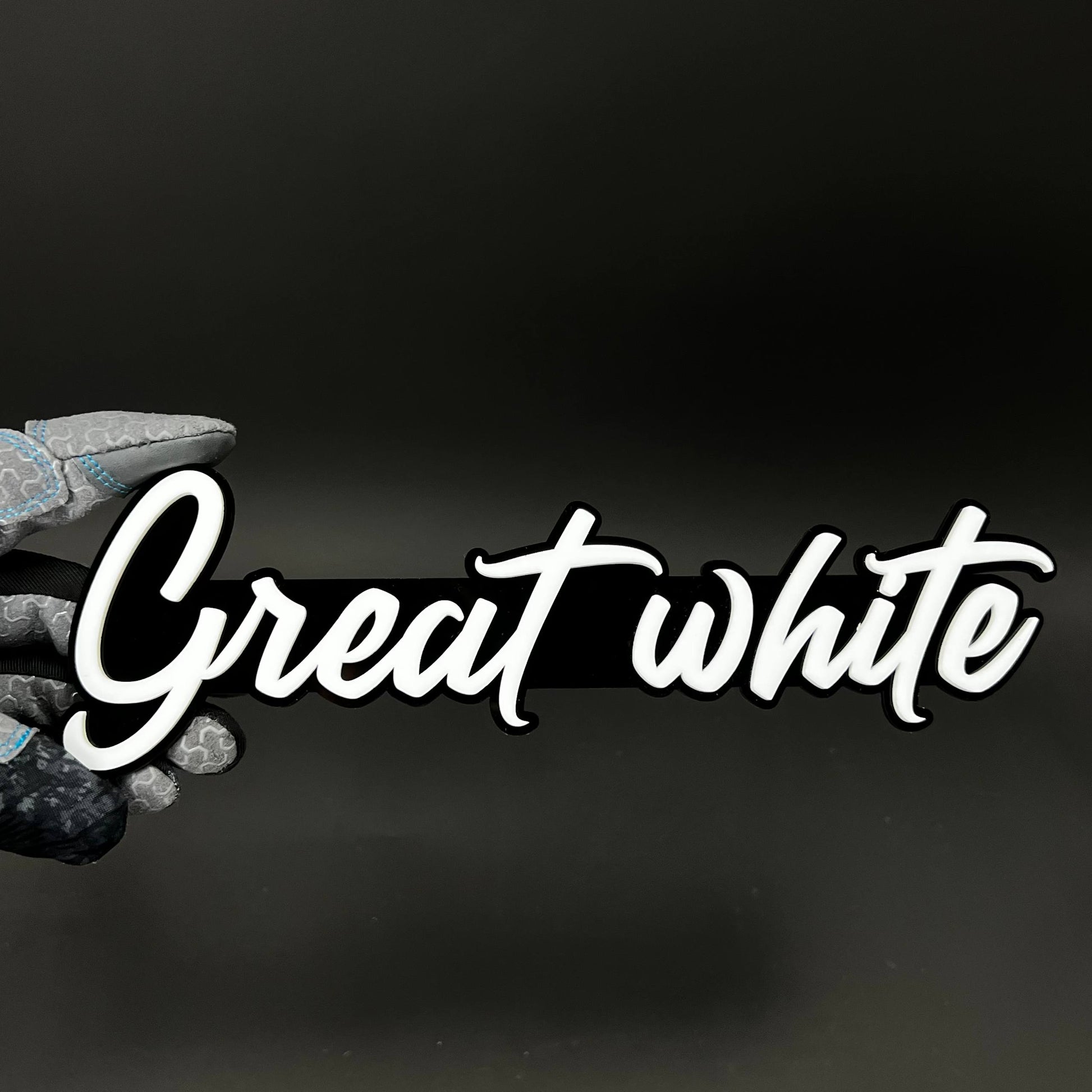 1PC Great white 3D Acrylic Badge - Car Truck Emblem Fender Sticker