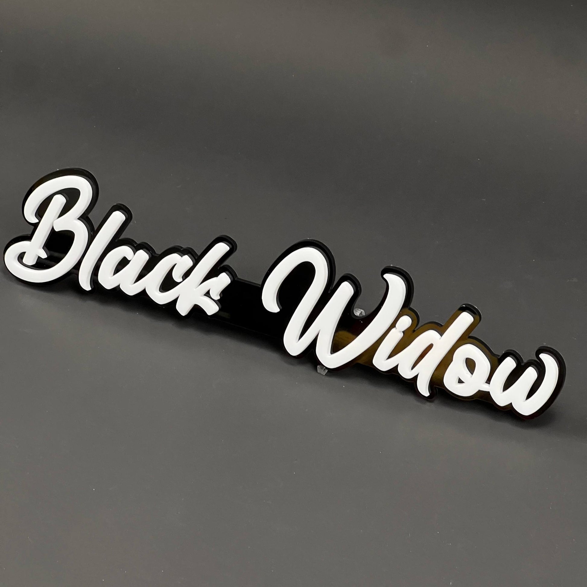 1PC Black Widow (White) 3D Acrylic Badge - Car Truck Emblem Fender Tailgate Trunk Sticker