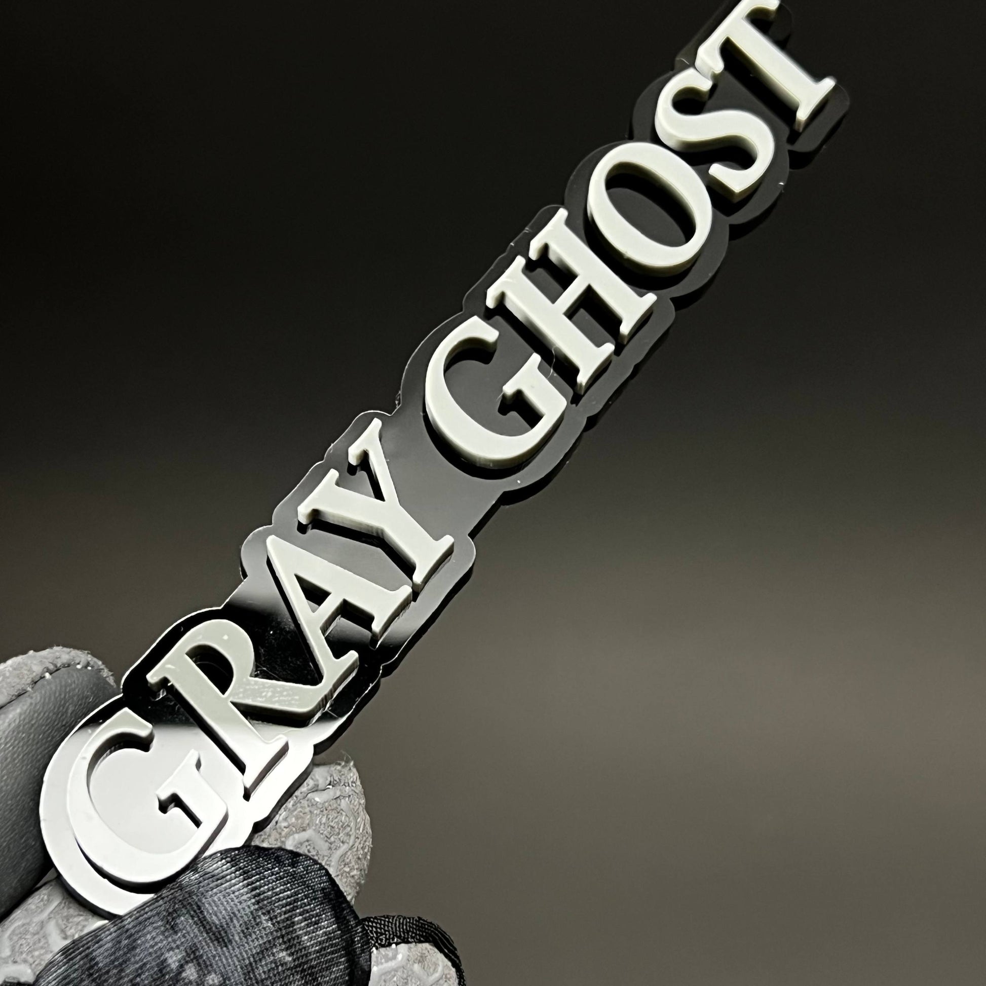 1PC GRAY GHOST 3D Acrylic Badge - Car Truck Emblem Fender Tailgate Trunk Sticker