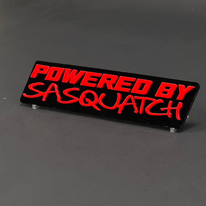 1PC POWERED BY SASQUATCH 3D Acrylic Badge - Car Truck Emblem Fender Sticker