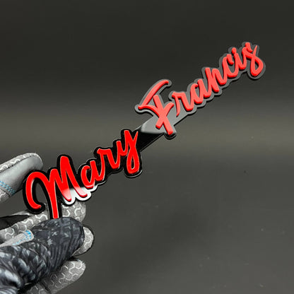 1PC Mary Francis 3D Acrylic Badge - Car Truck Emblem Fender Sticker