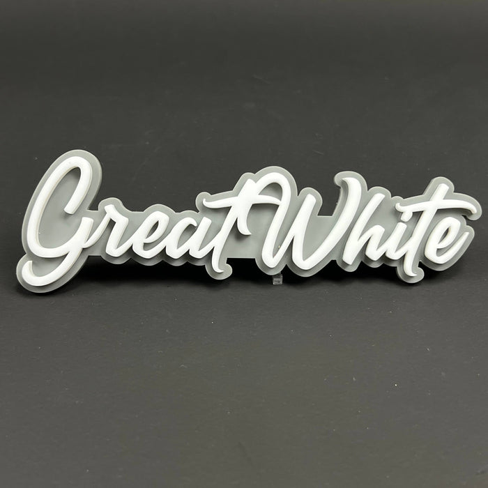 1PC Great White 3D Acrylic Badge - Car Truck Emblem Fender Sticker