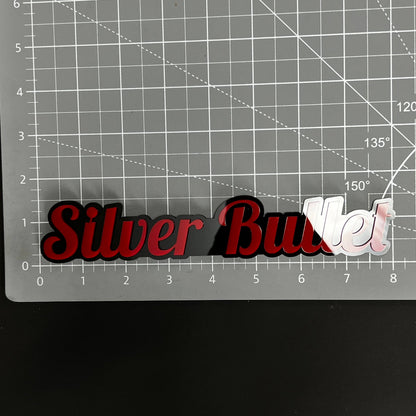 1PC Silver Bullet 3D Acrylic Badge - Car Truck Emblem Fender Sticker