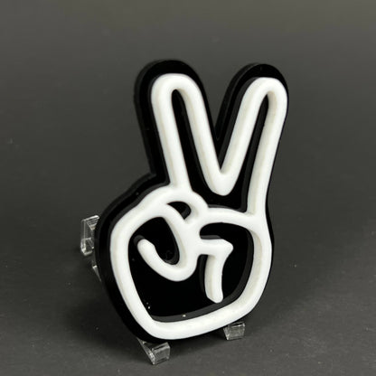 1PC Peace Hand 3D Acrylic Badge - Car Truck Emblem Fender Tailgate Trunk Sticker