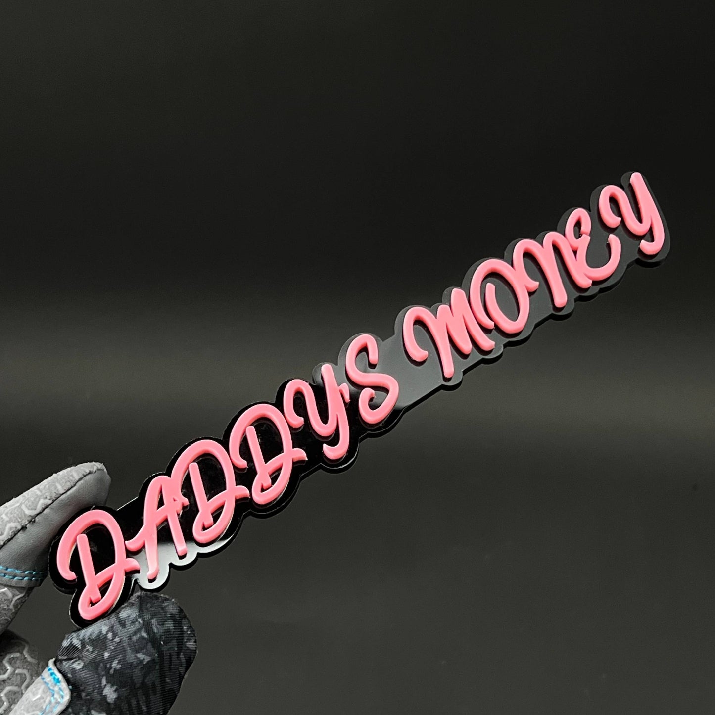 1PC DADDYS MONEY 3D Acrylic Badge - Car Truck Emblem Fender Sticker