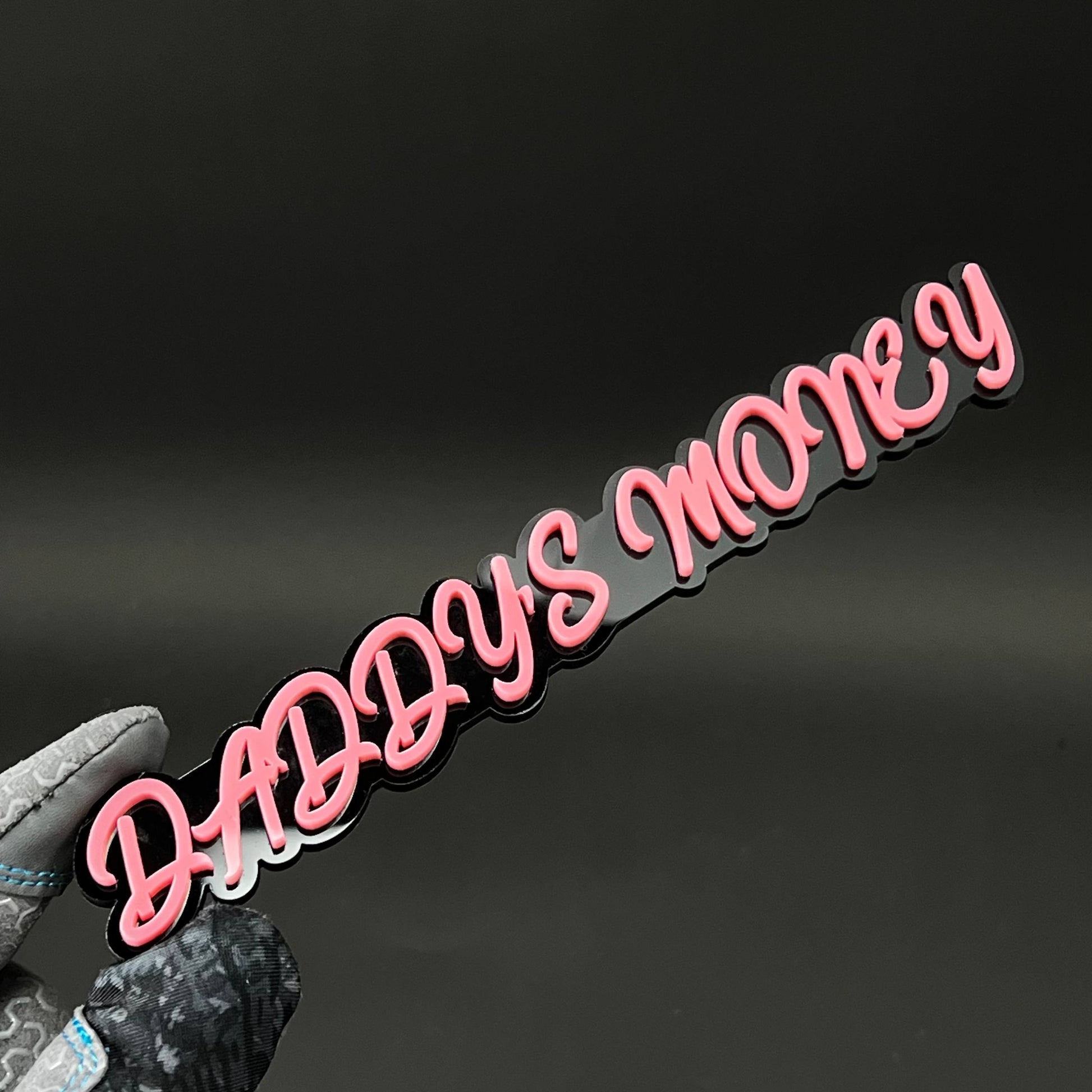 1PC DADDYS MONEY 3D Acrylic Badge - Car Truck Emblem Fender Sticker