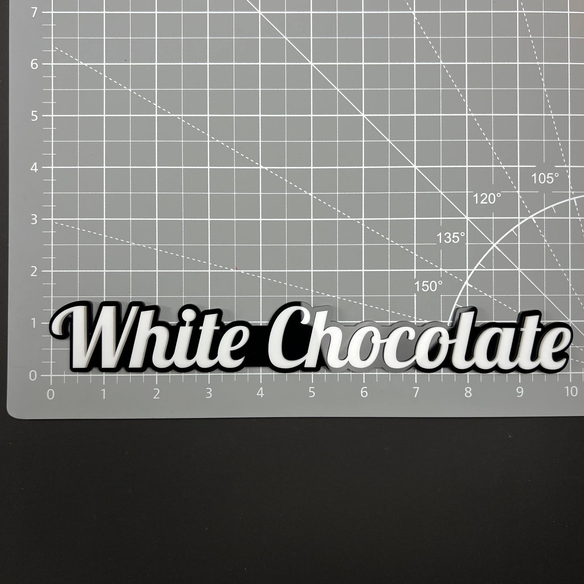 1PC White Chocolate 3D Acrylic Badge - Car Truck Emblem Fender Sticker