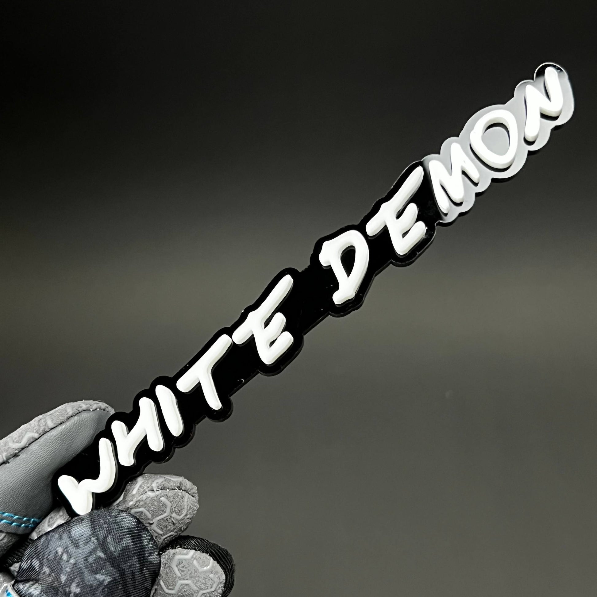 1PC WHITE DEMON 3D Acrylic Badge - Car Truck Emblem Fender Sticker
