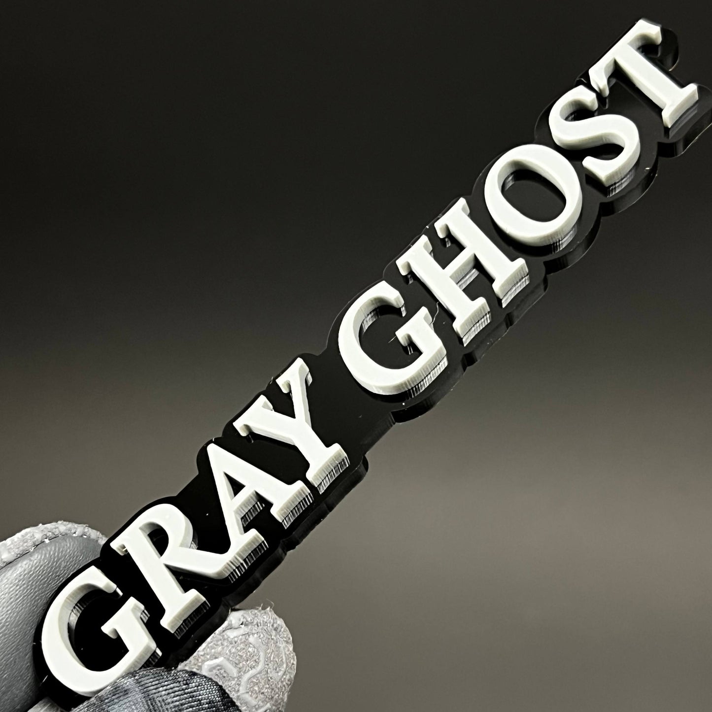 1PC GRAY GHOST 3D Acrylic Badge - Car Truck Emblem Fender Tailgate Trunk Sticker