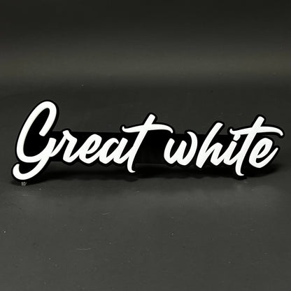 1PC Great white 3D Acrylic Badge - Car Truck Emblem Fender Sticker