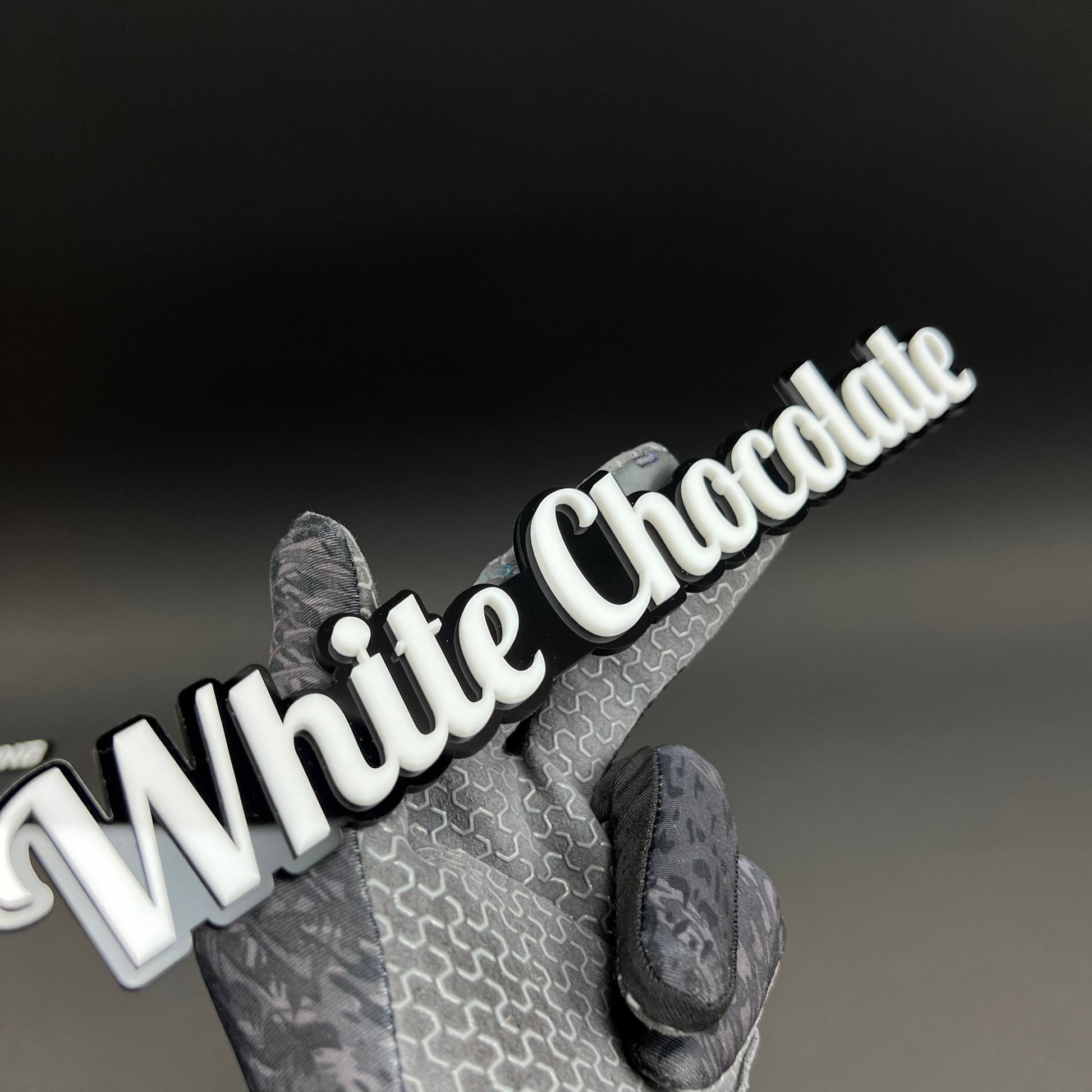 1PC White Chocolate 3D Acrylic Badge - Car Truck Emblem Fender Sticker