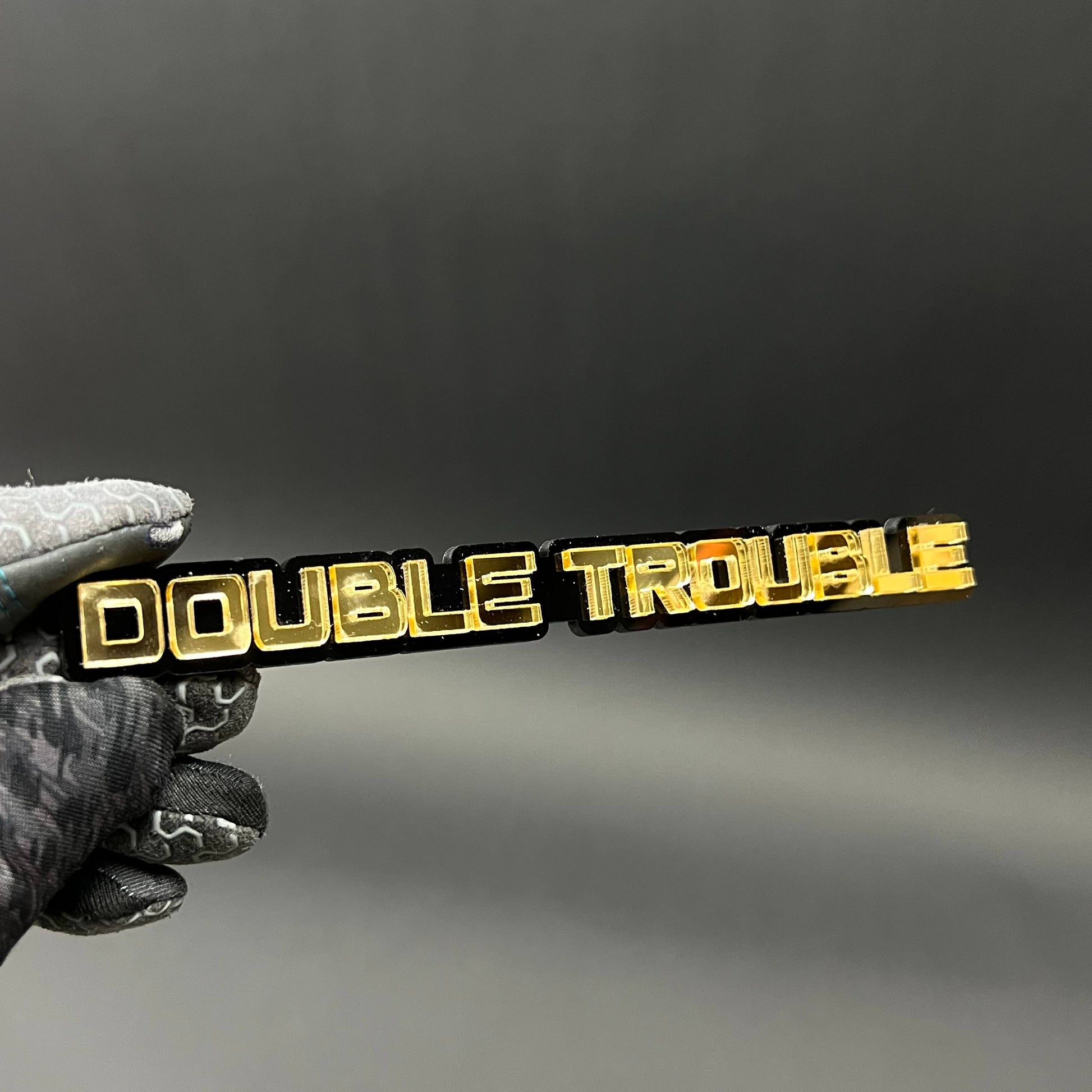 1PC DOUBLE TROUBLE 3D Acrylic Badge - Car Truck Emblem Fender Sticker