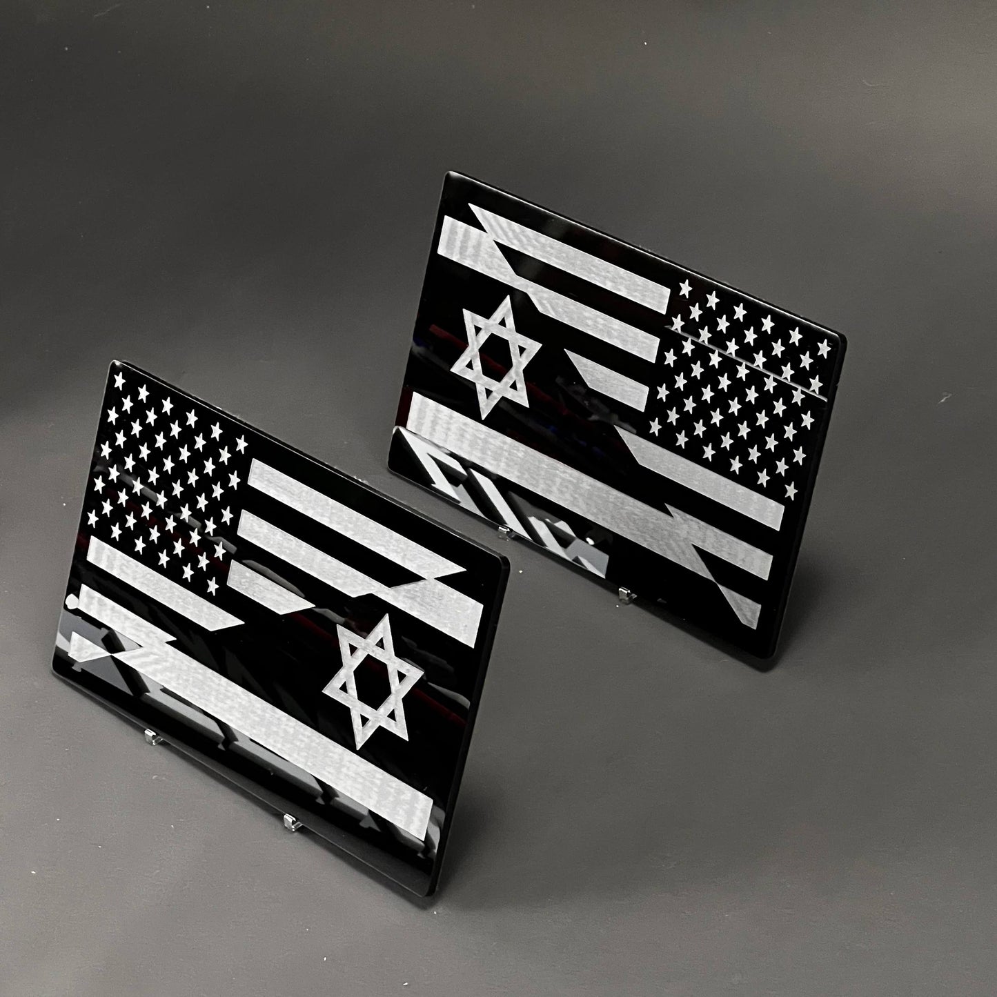 1PC USA Israel Flag 3D Acrylic Badge - Car Truck Emblem Fender Sticker