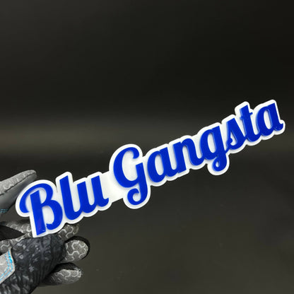 1PC Blu Gangsta 3D Acrylic Badge - Car Truck Emblem Fender Sticker