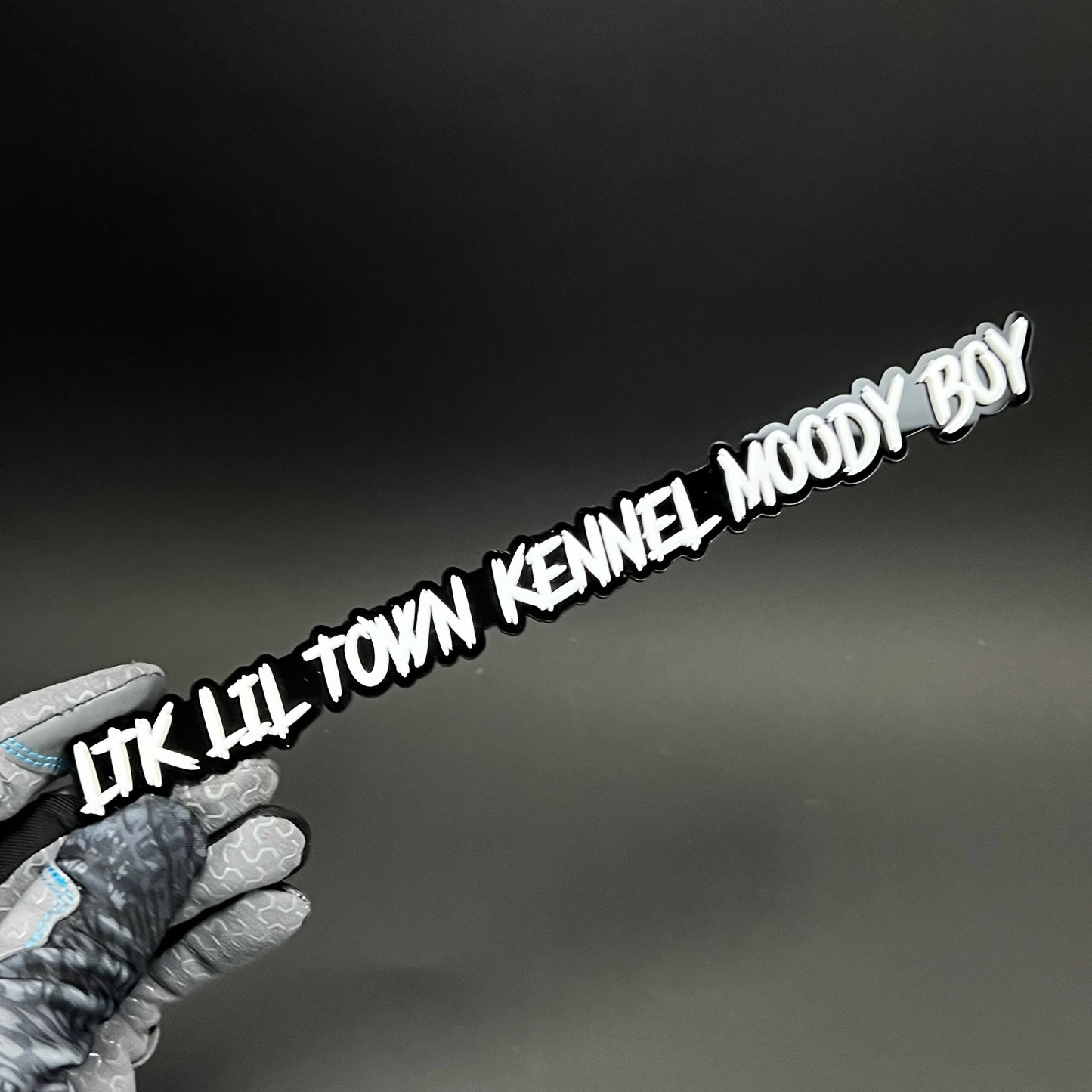 1PC LTK LIL TOWN KENNEL MOODY BOY 3D Acrylic Car Badge - Fender Emblem