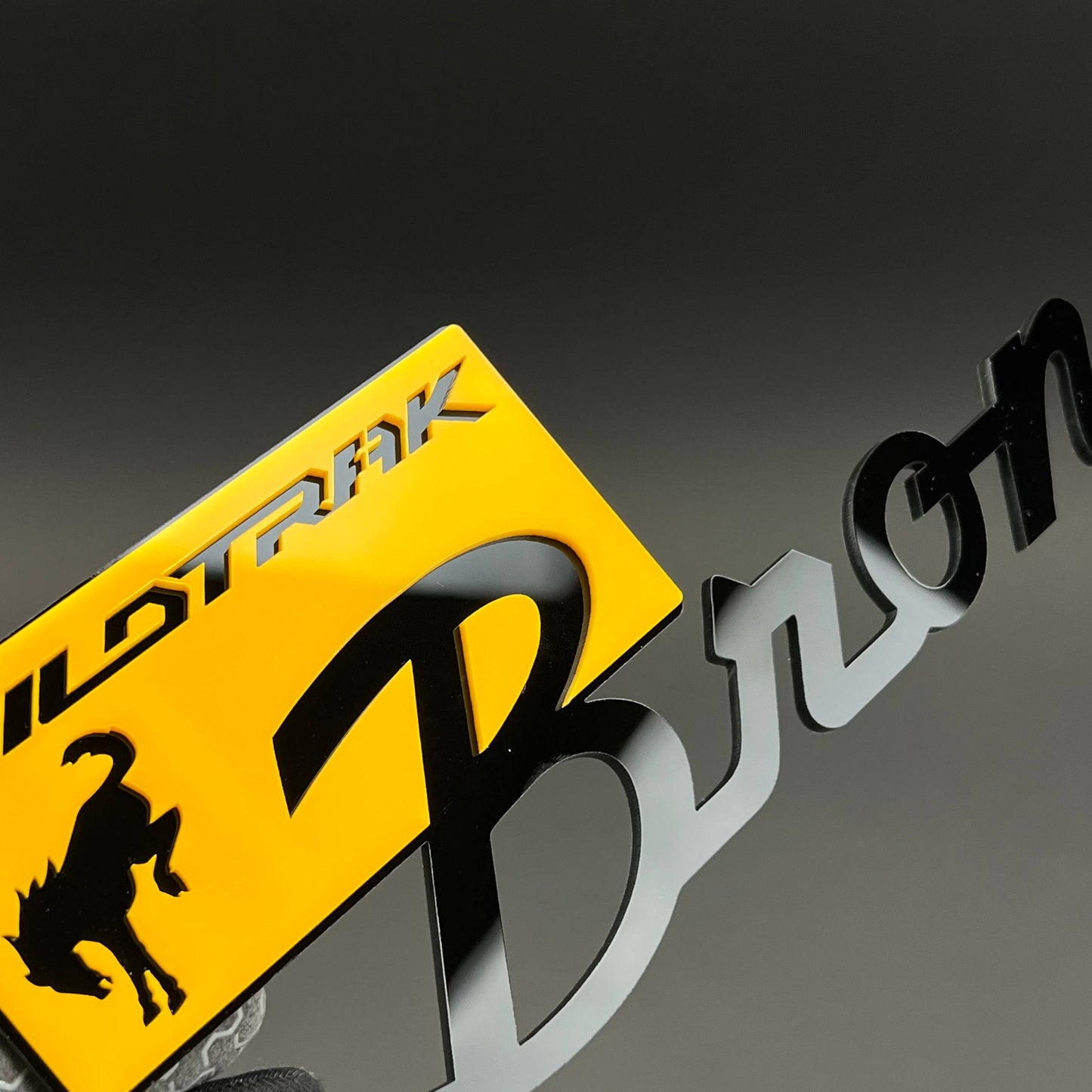 1PC Bronco Wildtrak (Yellow) 3D Acrylic Badge - Car Truck Emblem Fender Tailgate Trunk Sticker